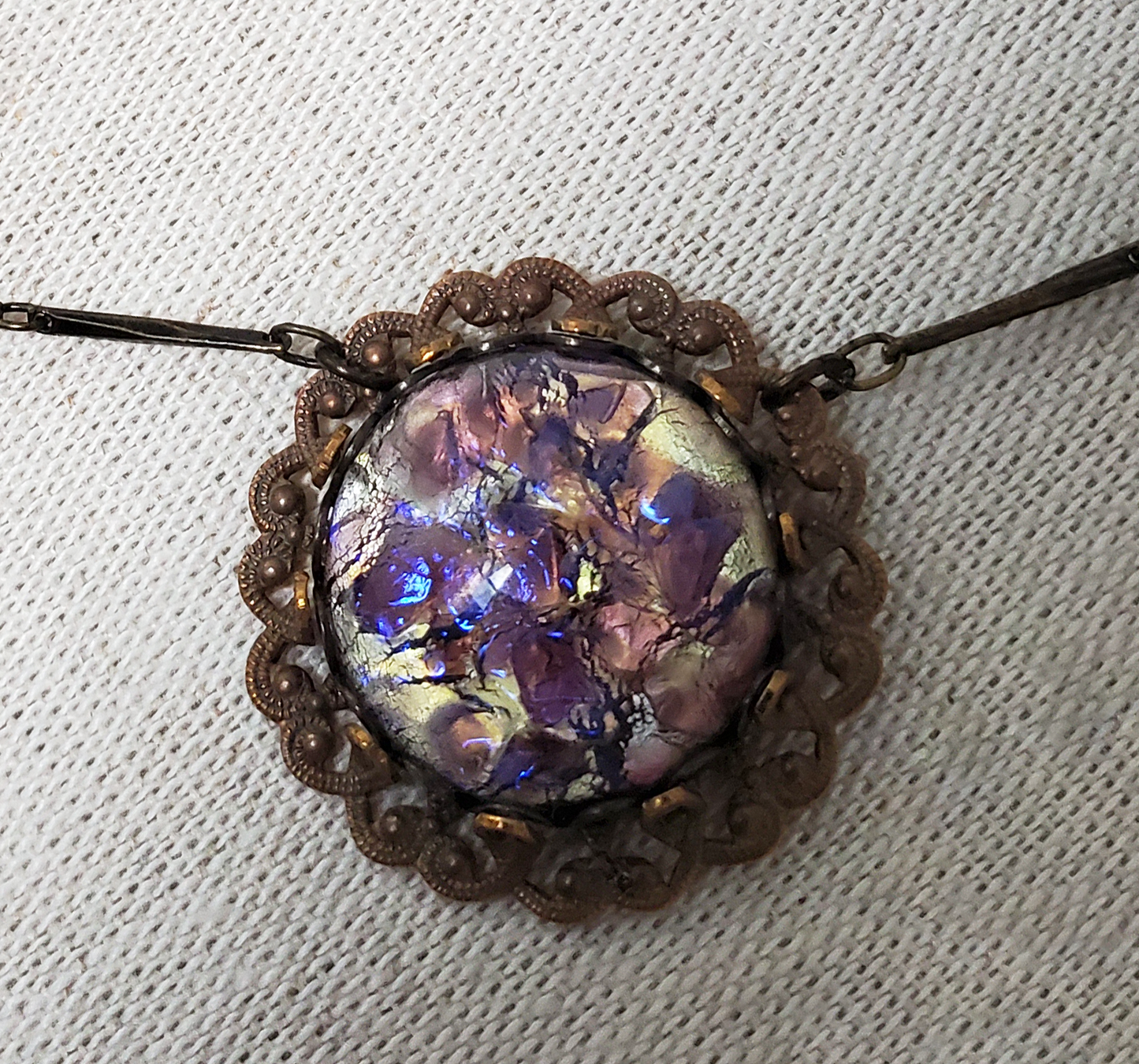 Amethyst, Topaz, and Gold Patina Necklace