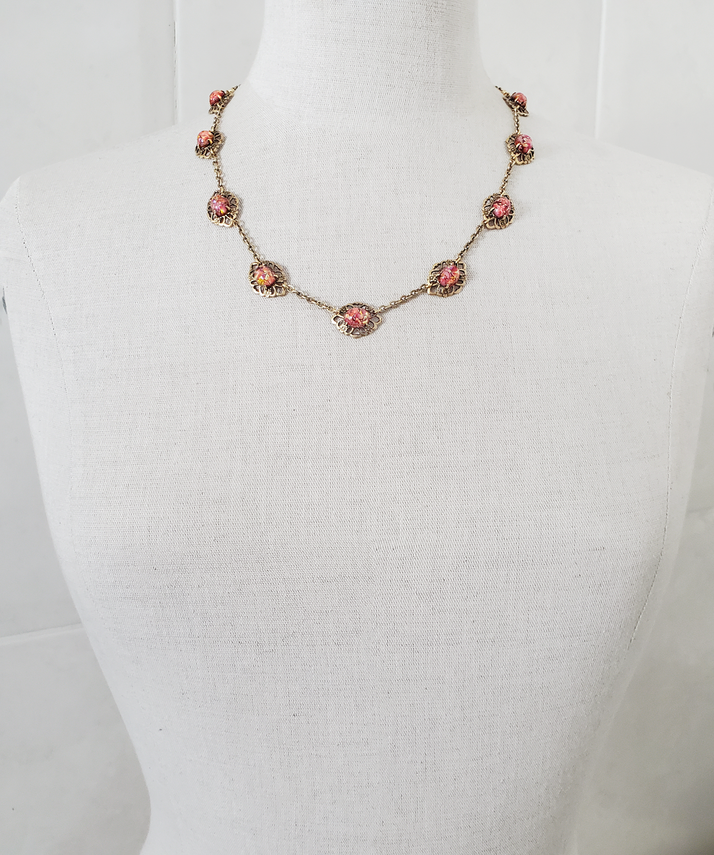 Peach Fire Opal Necklace