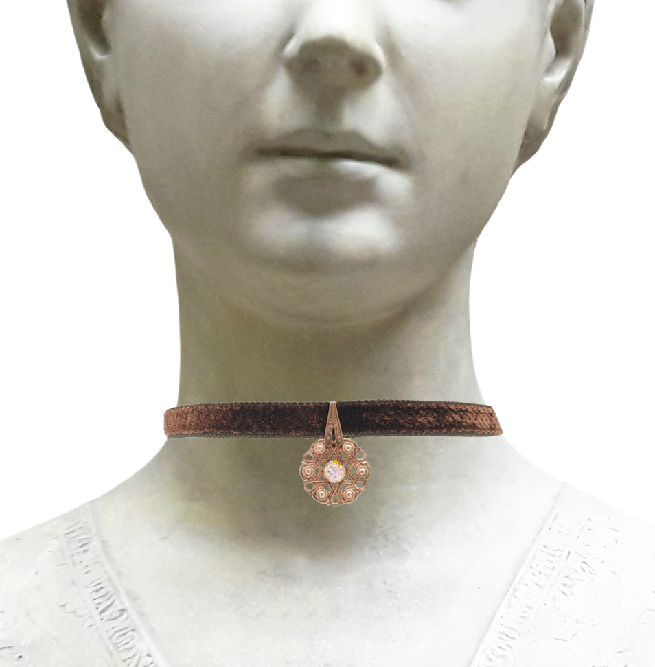 Fire Opal Filigree Velvet Choker
