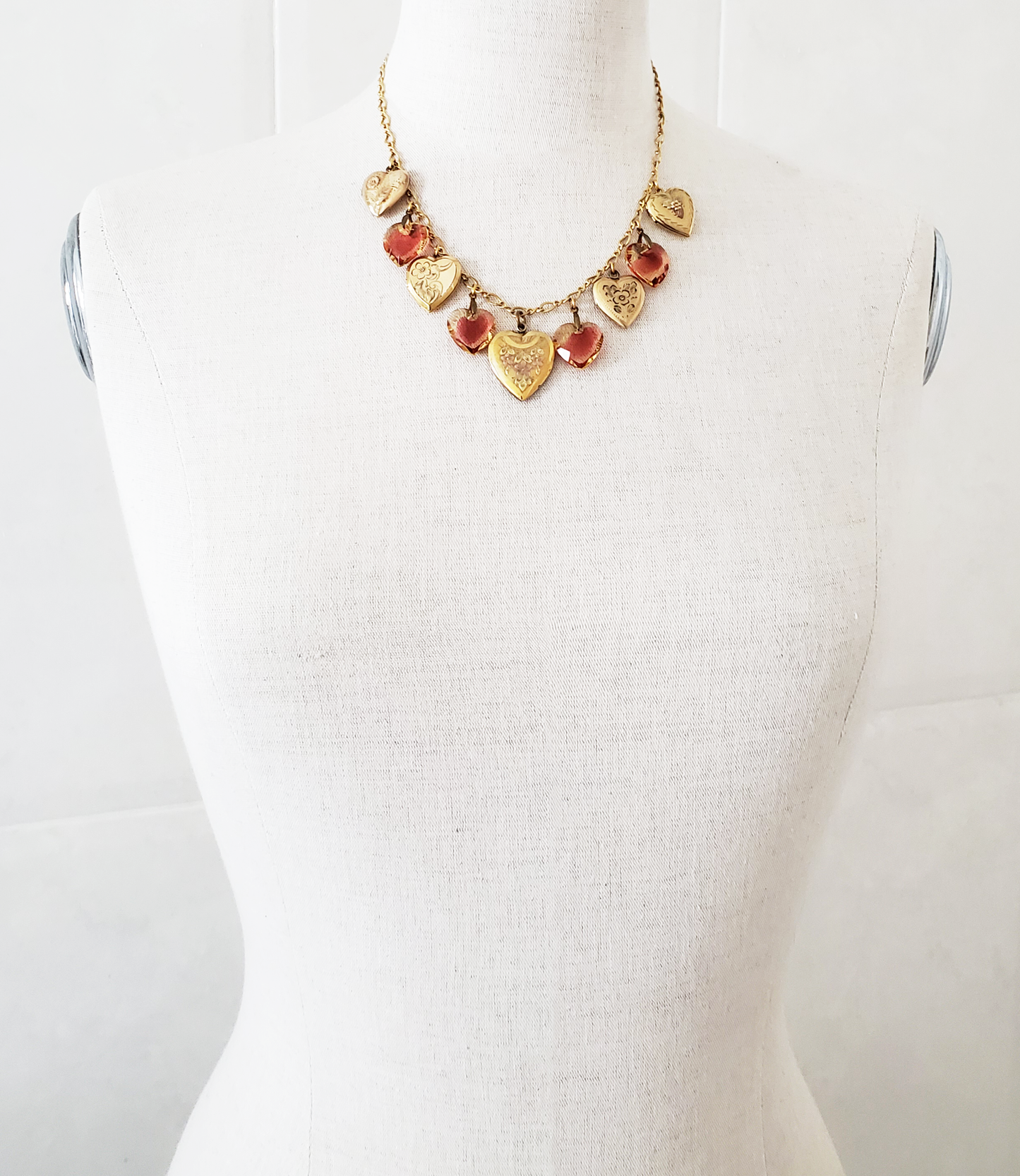Five Gold Filled Lockets - Collection Necklace