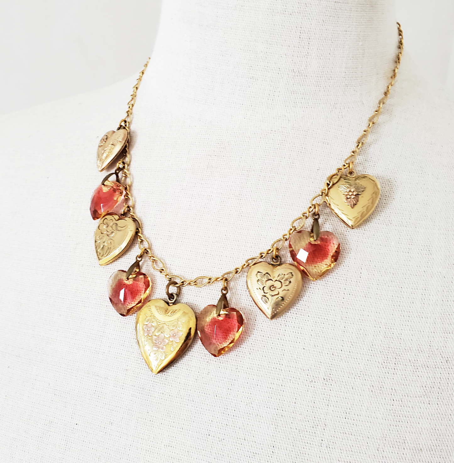 Five Gold Filled Lockets - Collection Necklace
