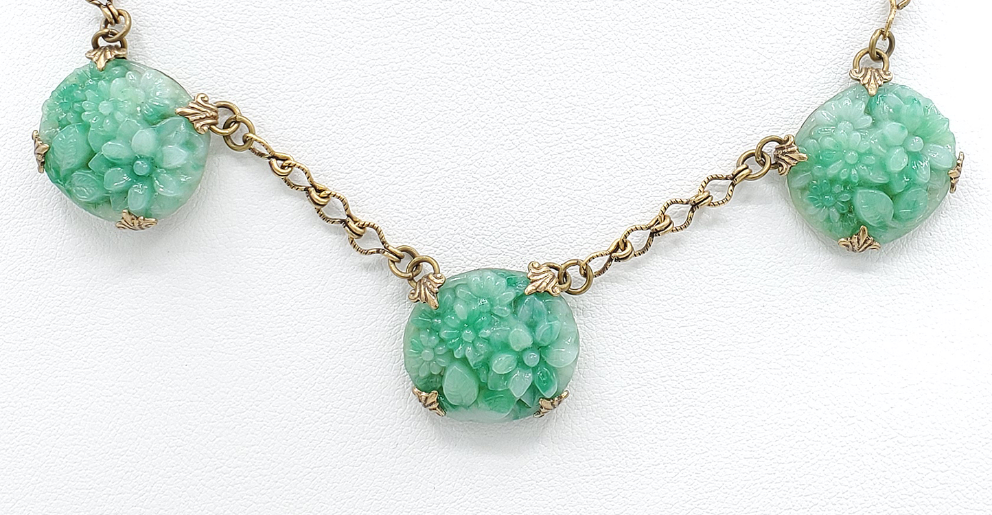 Jade Green Cabochon Necklace
