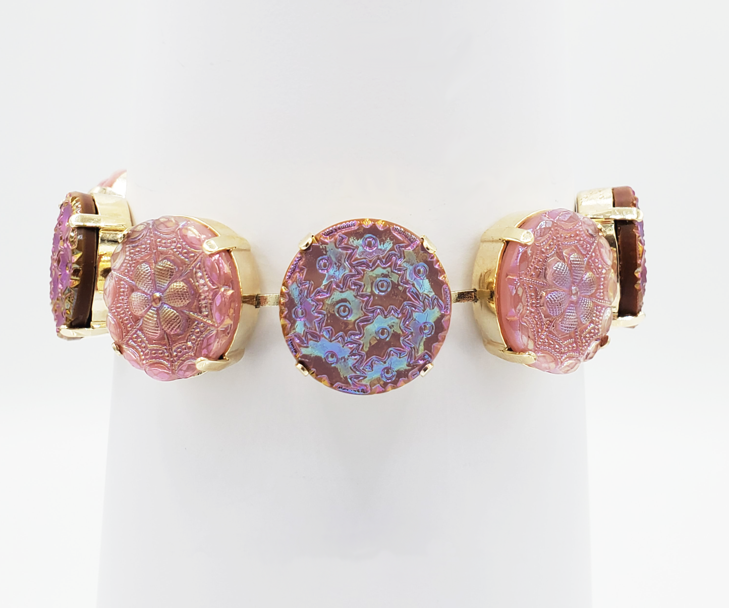 Lacy Pink & Aurora Flowers Bracelet