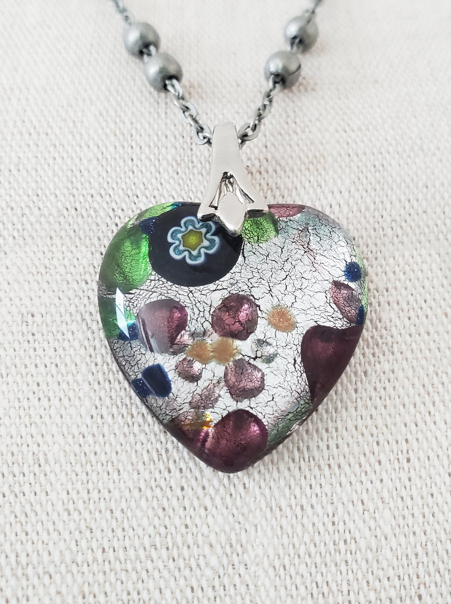 Lampwork Glass Heart Pendant