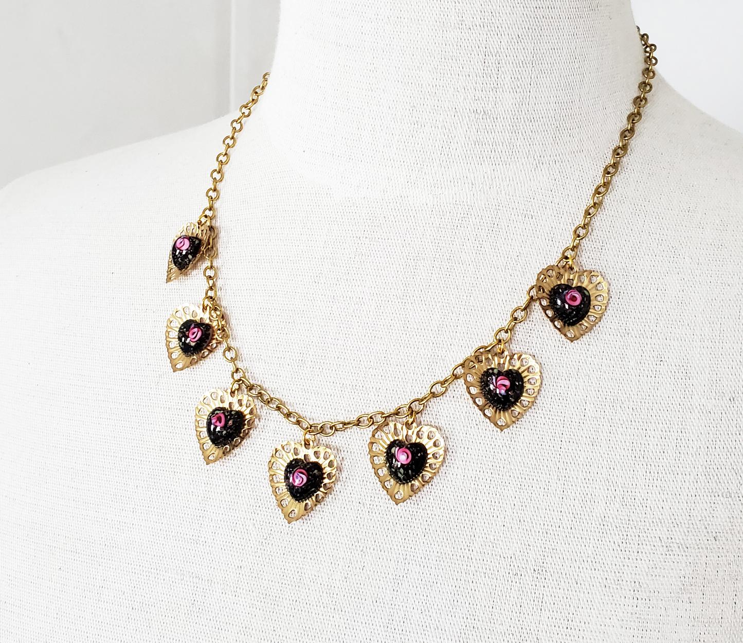 Lampwork Glass Heart Necklace