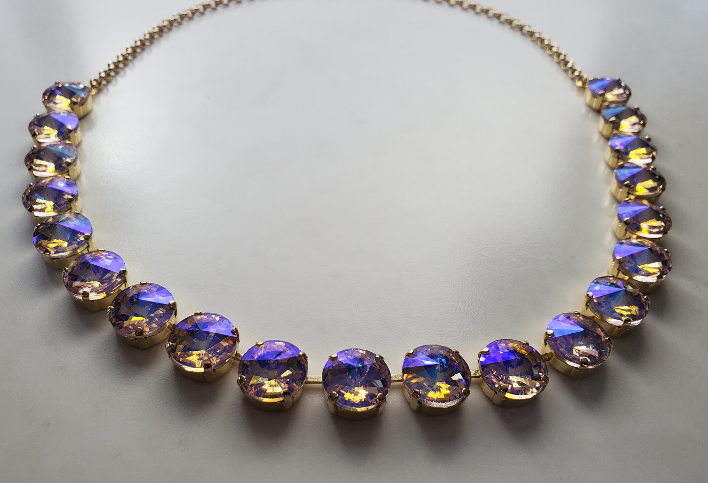 Violet/Yellow Aurora Rivoli Necklace
