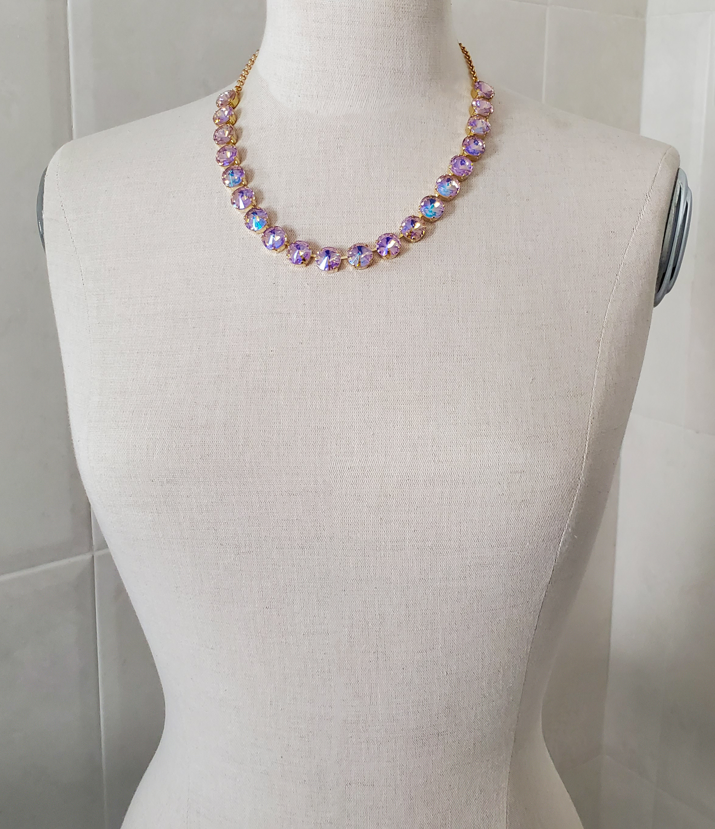 Violet/Yellow Aurora Rivoli Necklace