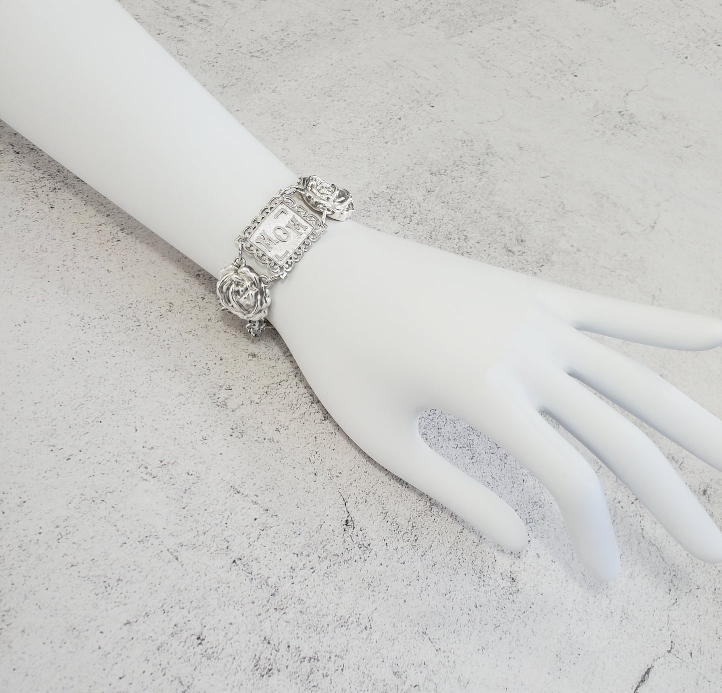 Sterling Silver Mom Roses Bracelet