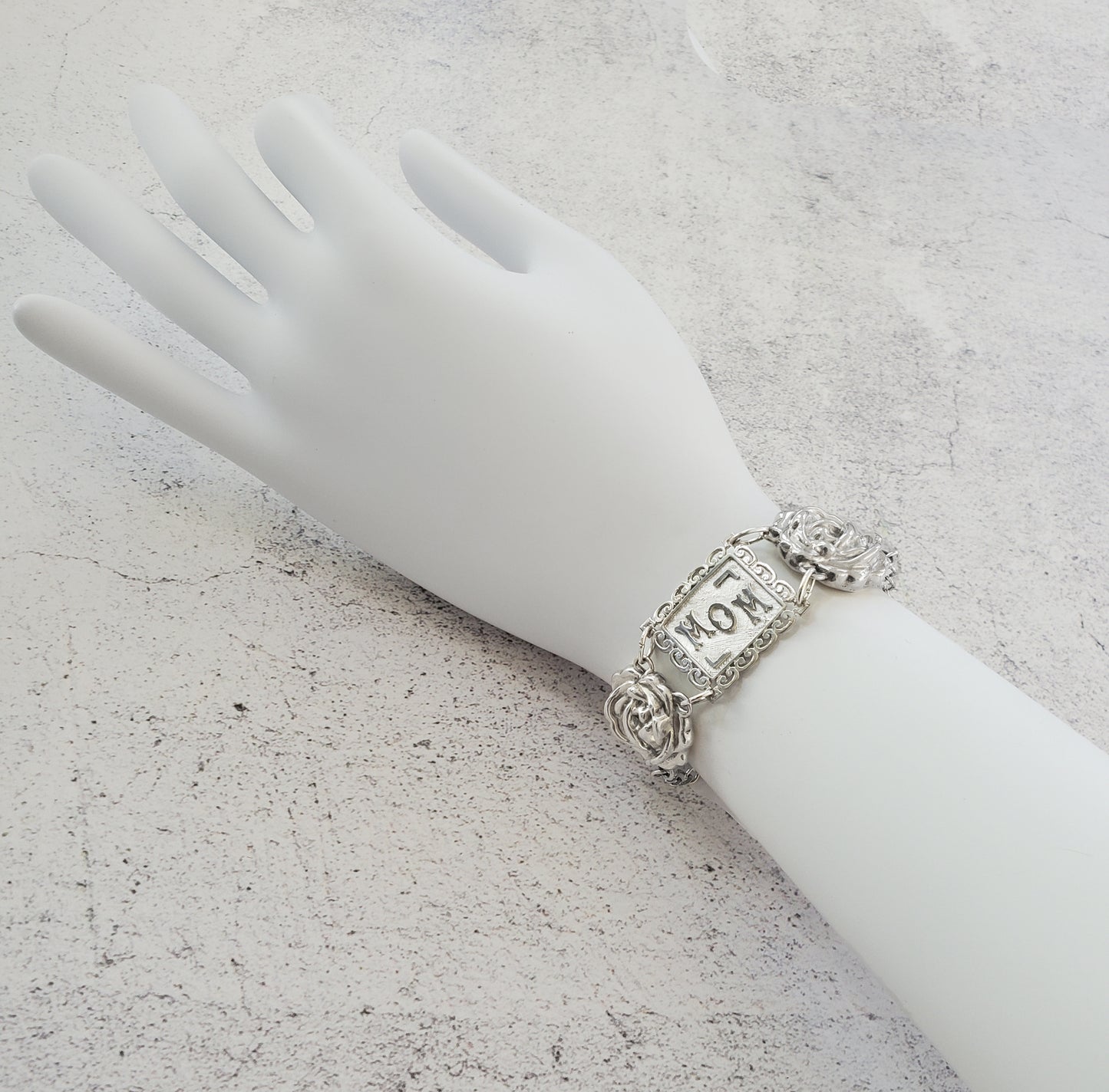 Sterling Silver Mom Roses Bracelet