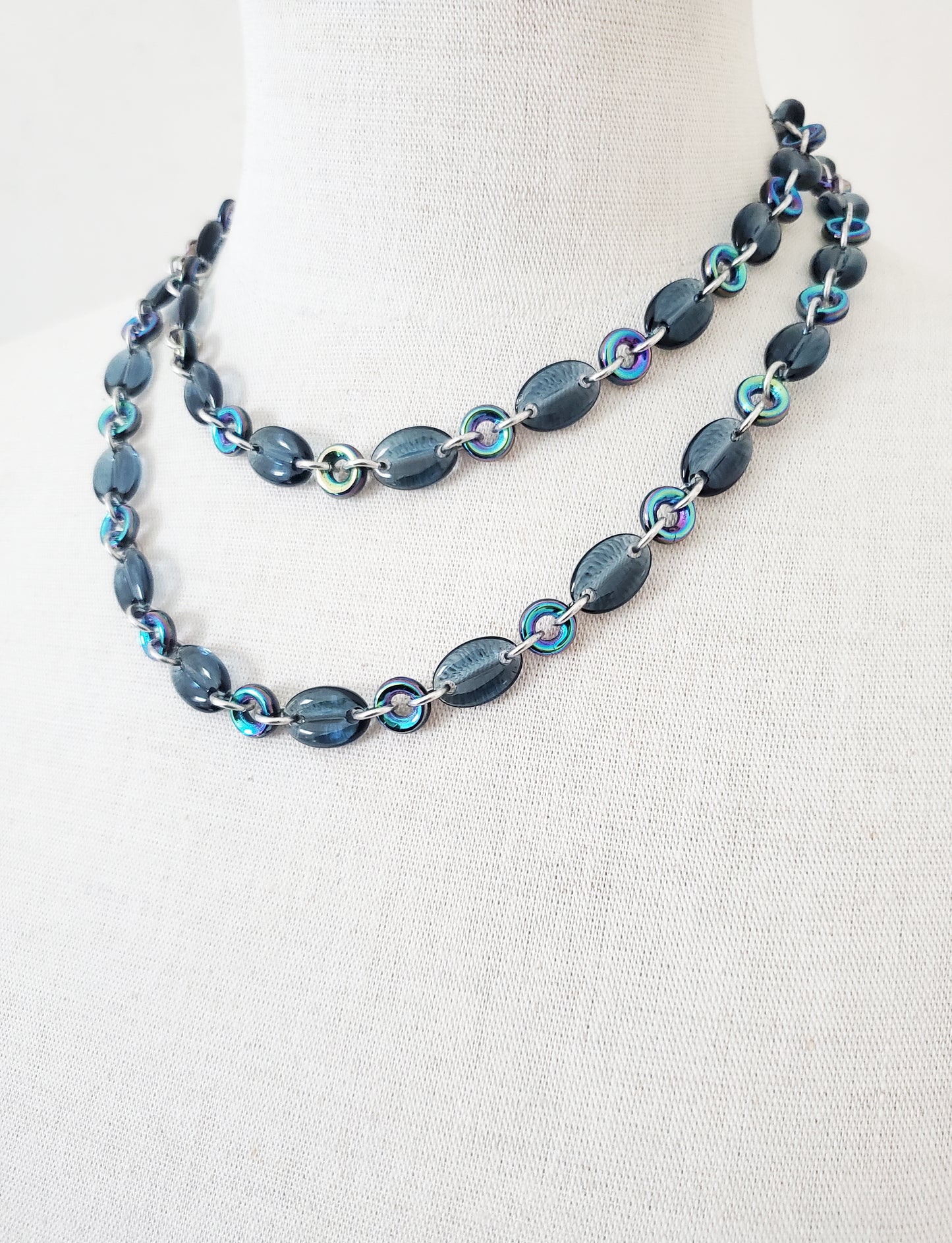 Coffee Beans and Donuts Necklace - Montana Blue and Iris