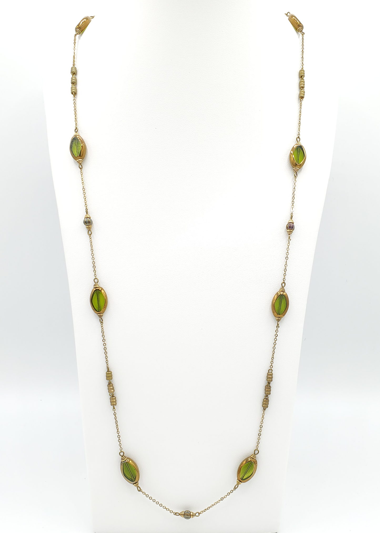 Gilded Olive Navette Station Necklace