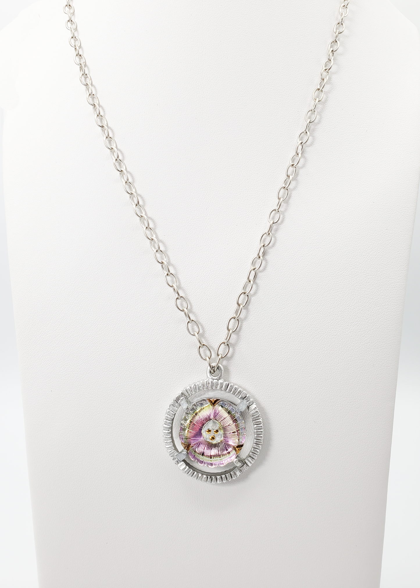 Silver Vitrail Pansy Pendant