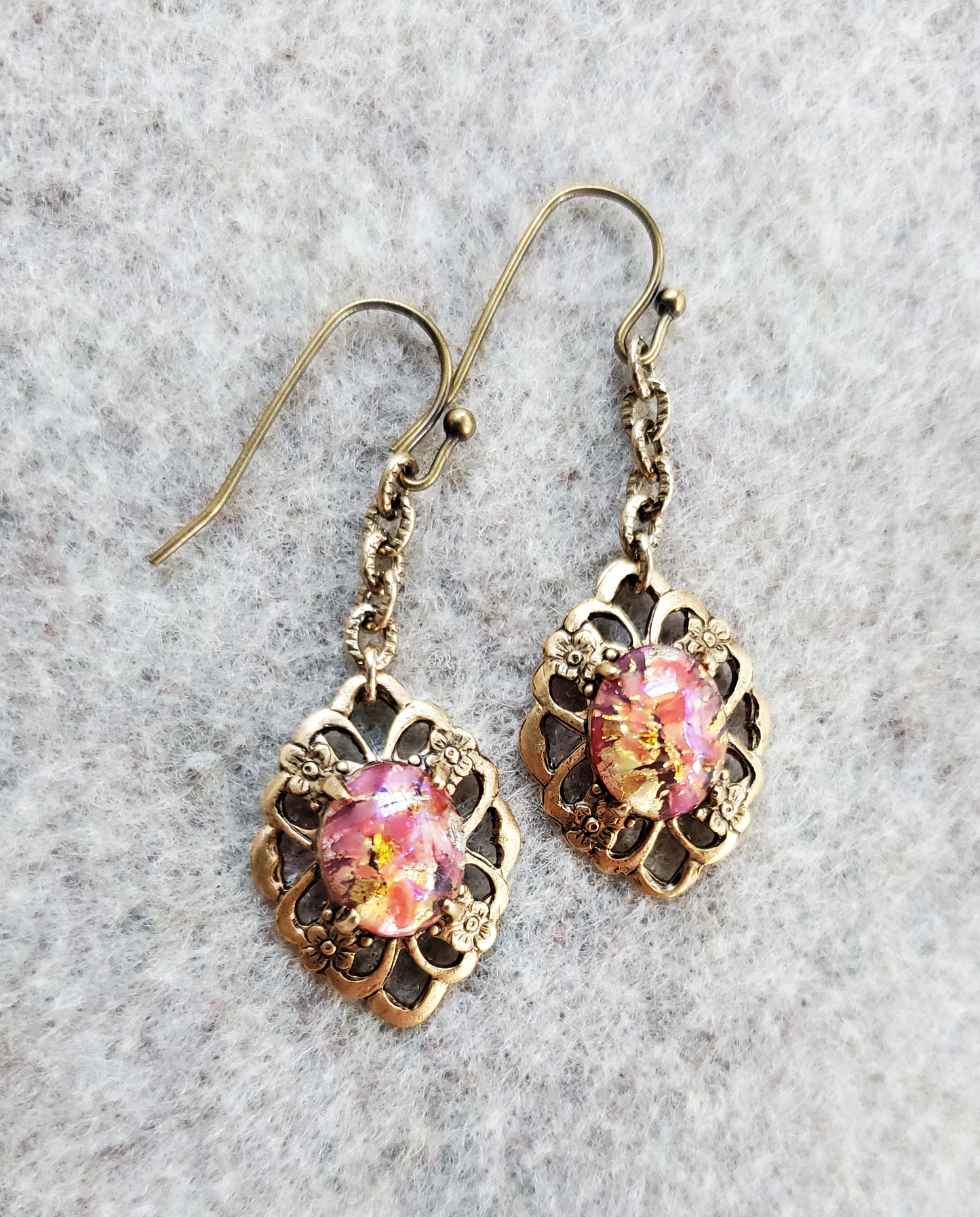 Peach Fire Opal Earrings