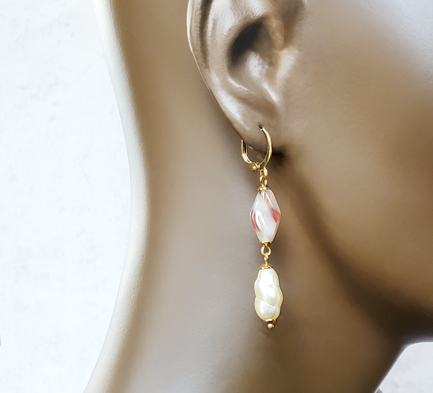 Pearl and Twisted Drop Earrings