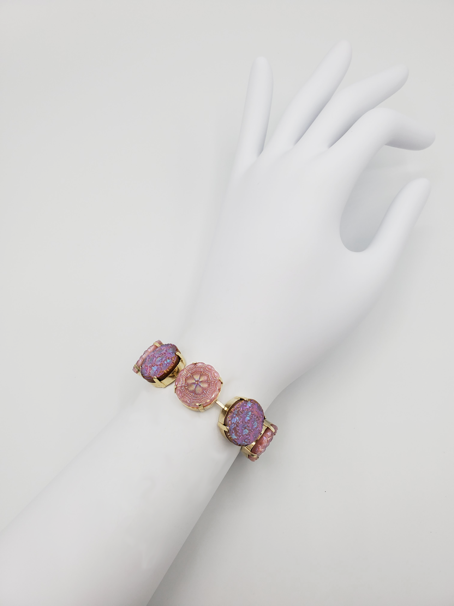Lacy Pink & Aurora Flowers Bracelet