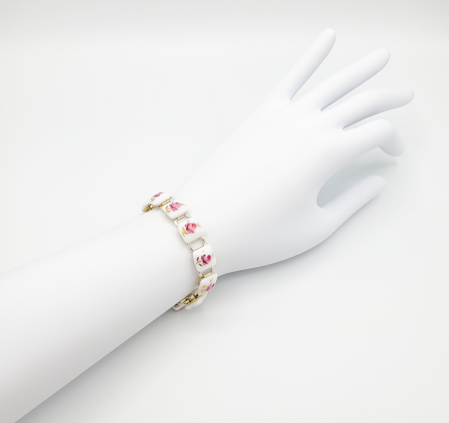 Roses on White Bracelet