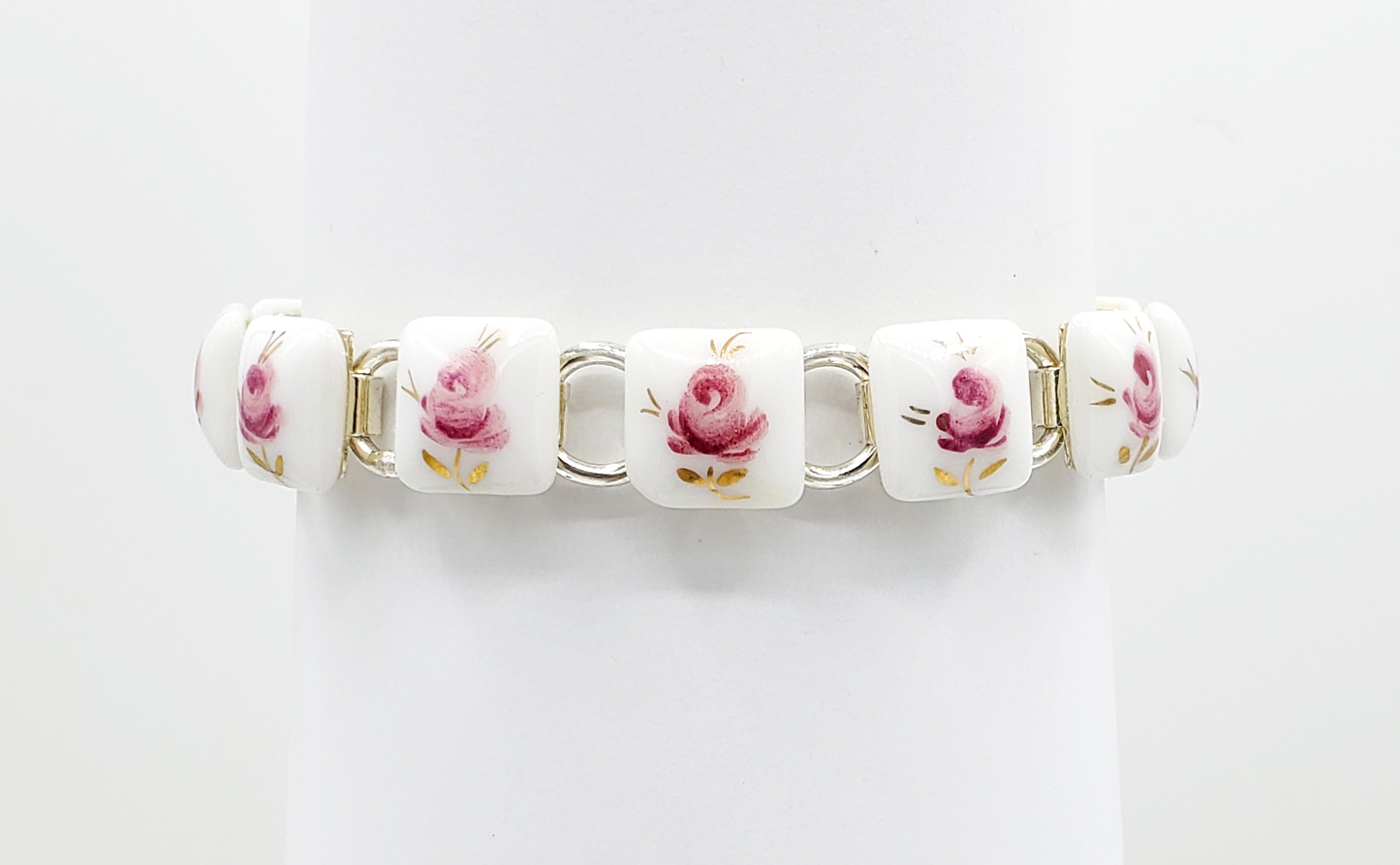 Roses on White Bracelet