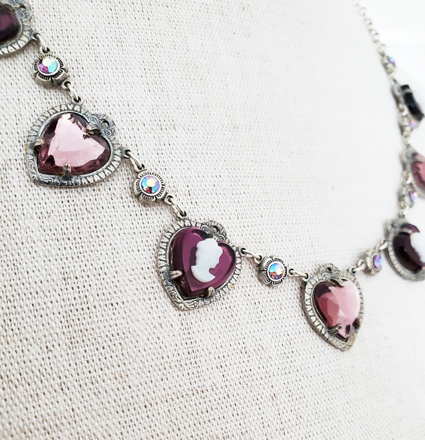 Amethyst Heart Cameo Necklace