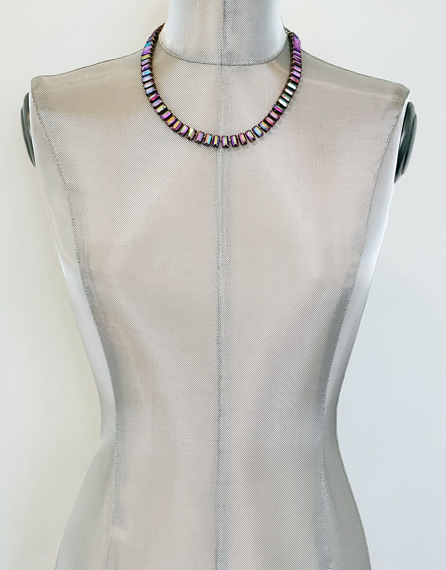 Ruby Rainbow Baguette Necklace