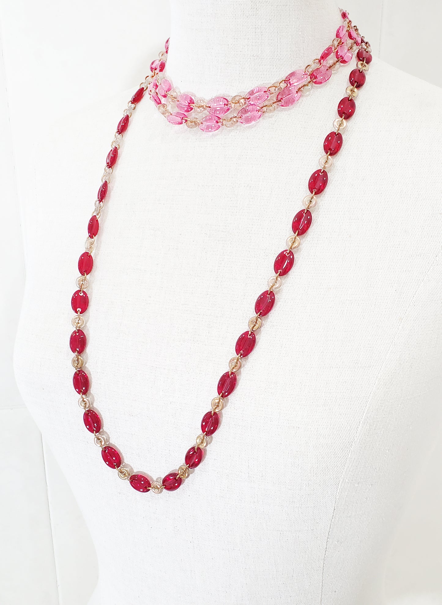 Coffee Beans and Donuts Layering Necklaces - Red and Rose