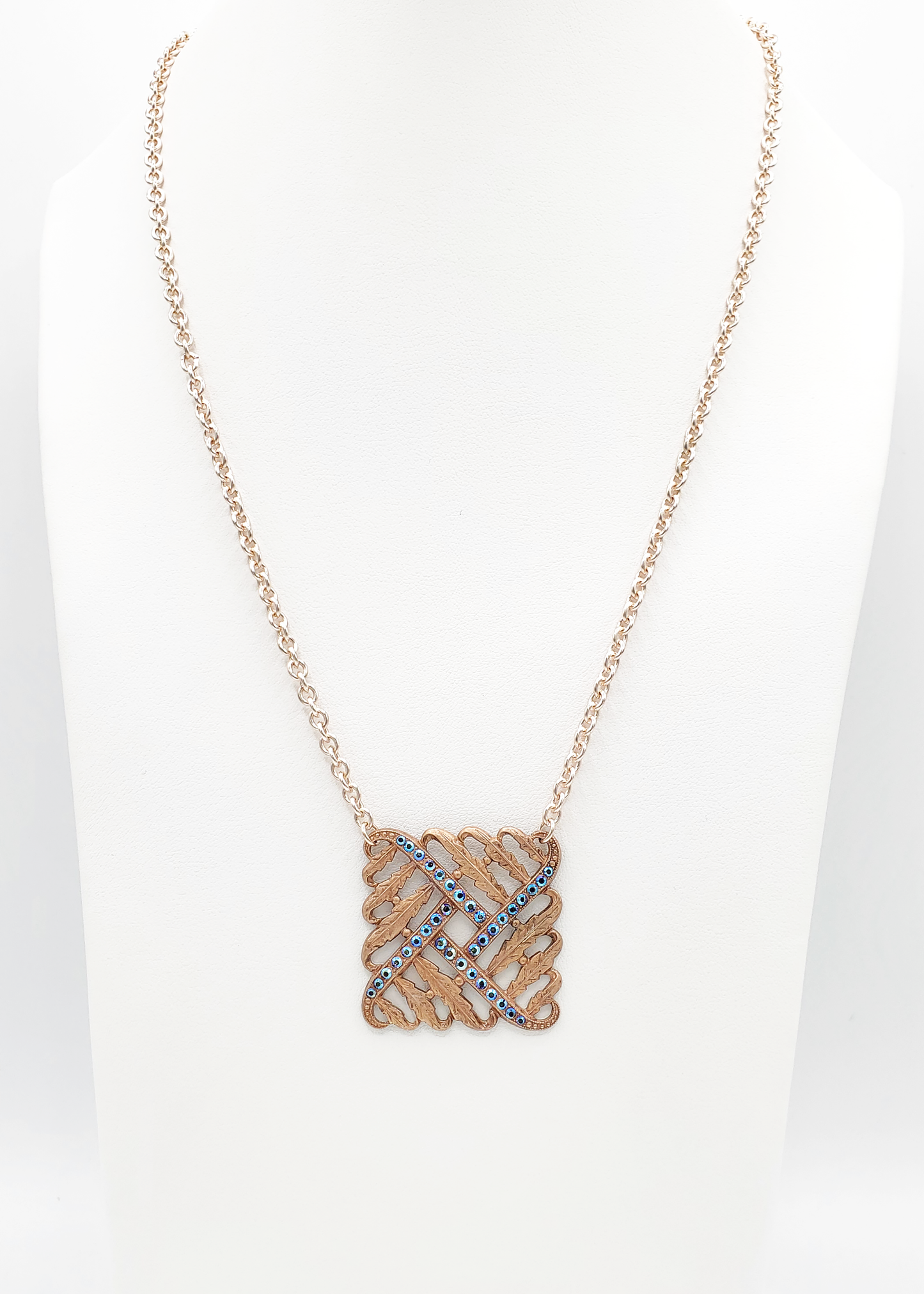 Red Brass and Crystal Pendant