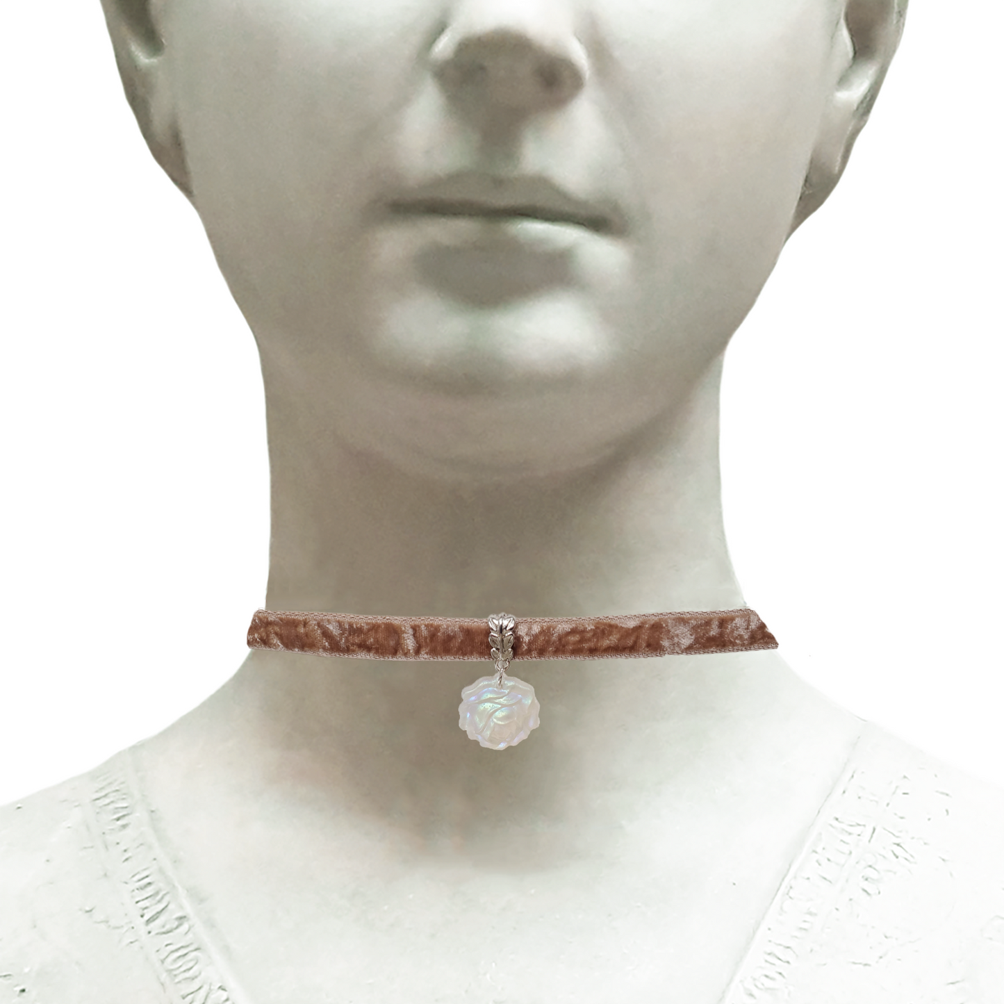 Iridescent Frosted Rose Choker