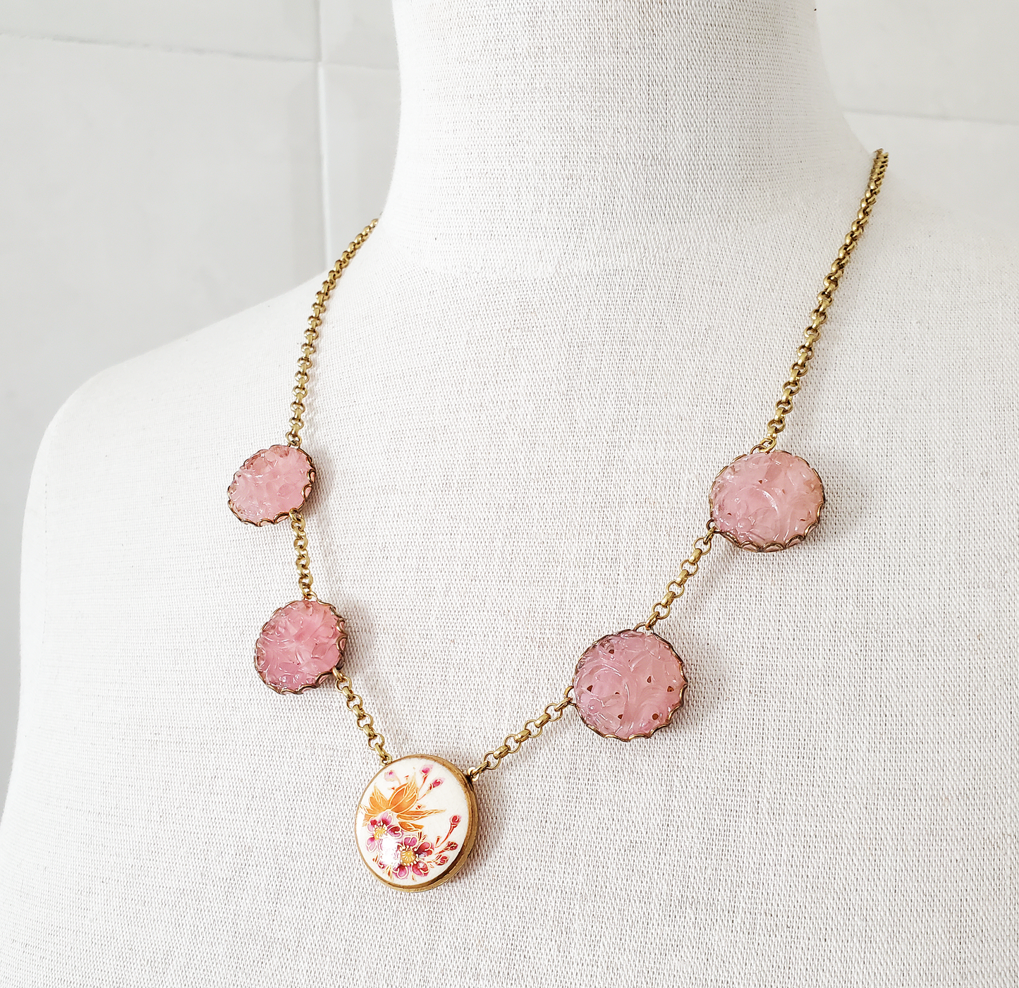 Satsuma & Pierced Pink Necklace