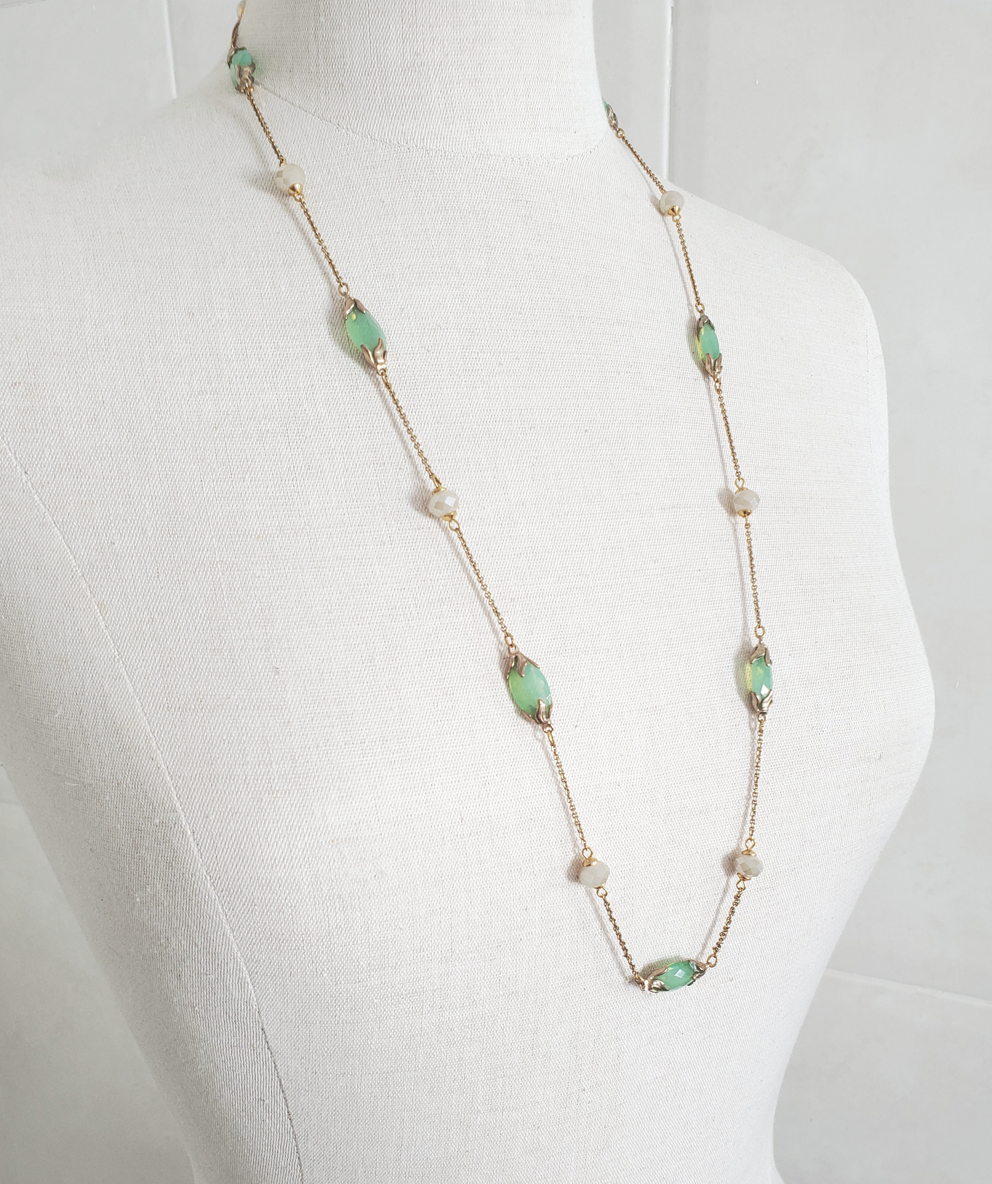 Seafoam & Alabaster Station Necklace
