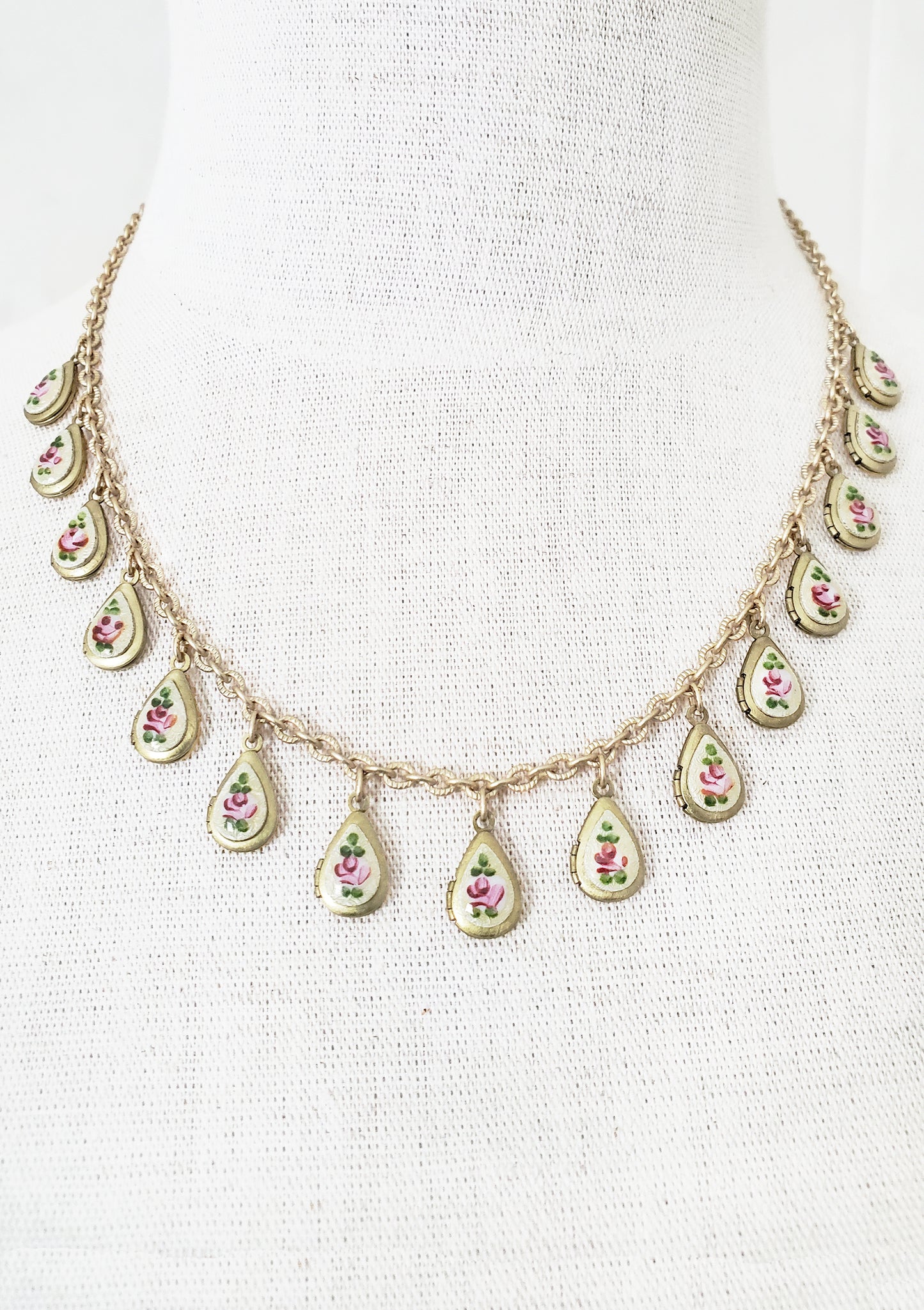 Guilloche Teardrop Locket Necklace