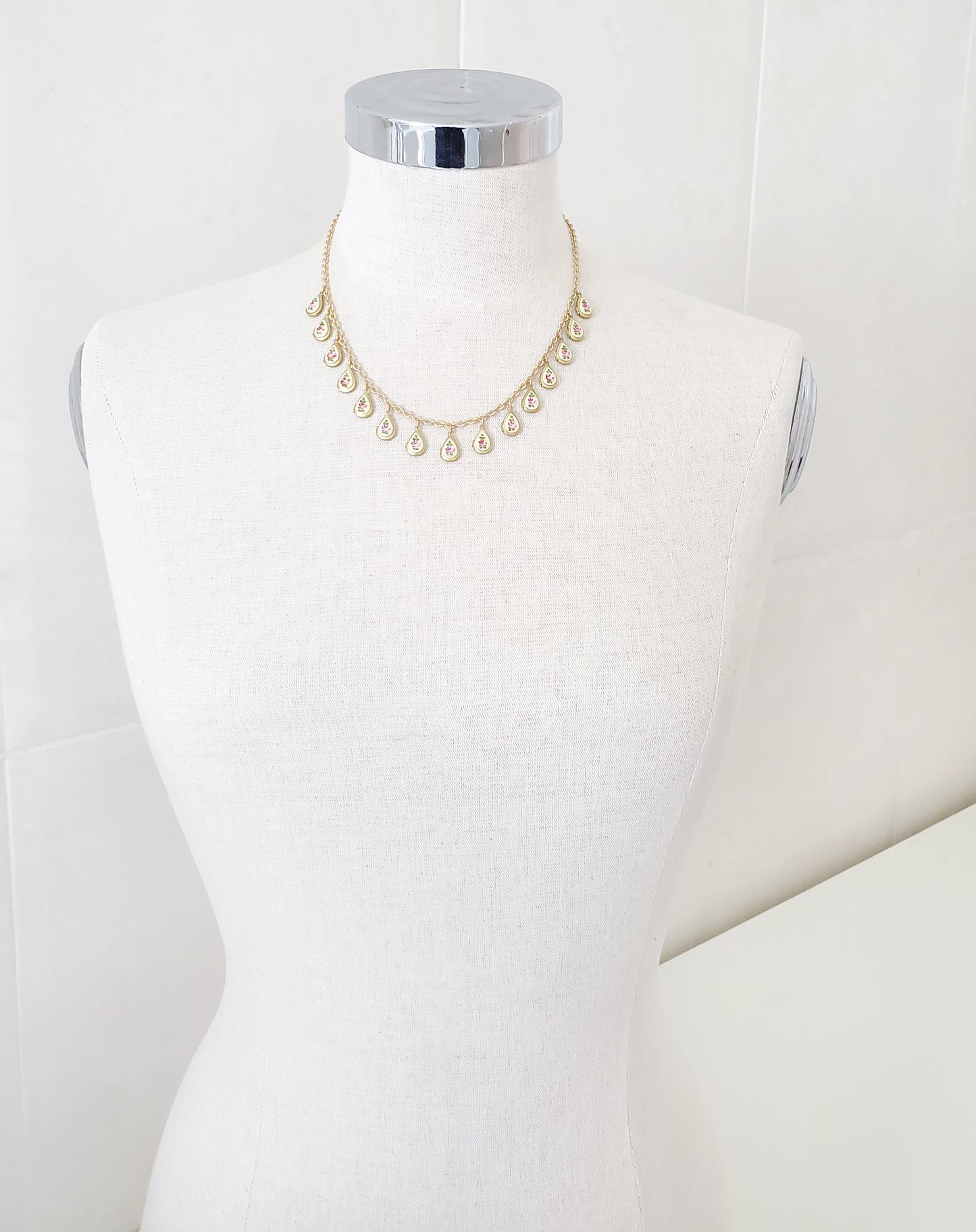 Guilloche Teardrop Locket Necklace