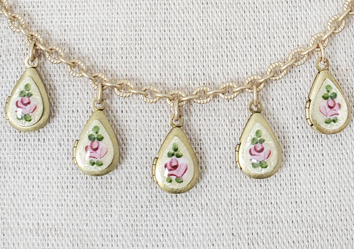 Guilloche Teardrop Locket Necklace