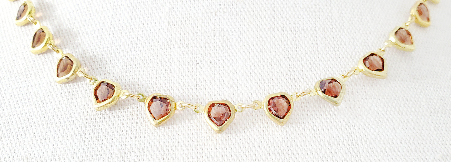 Topaz and Gold Hearts Necklace