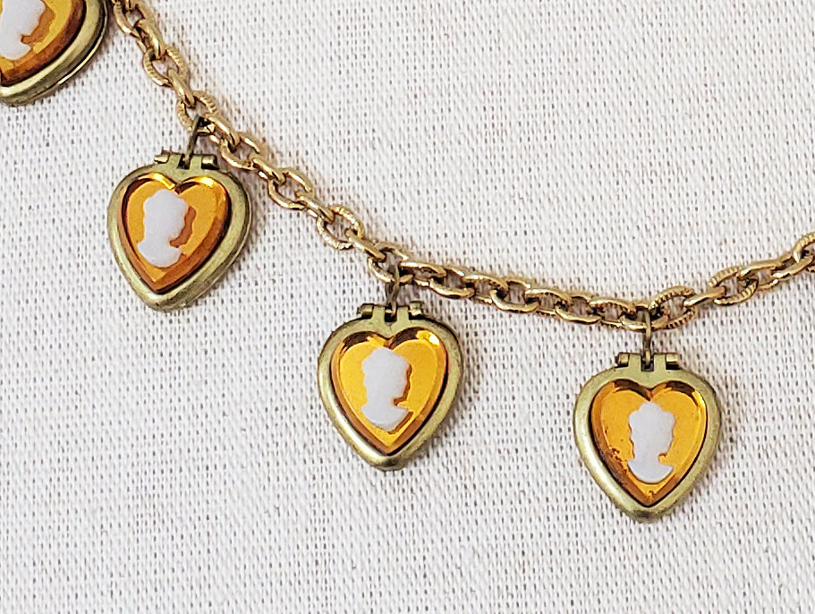 Topaz Heart Cameo Locket Necklace