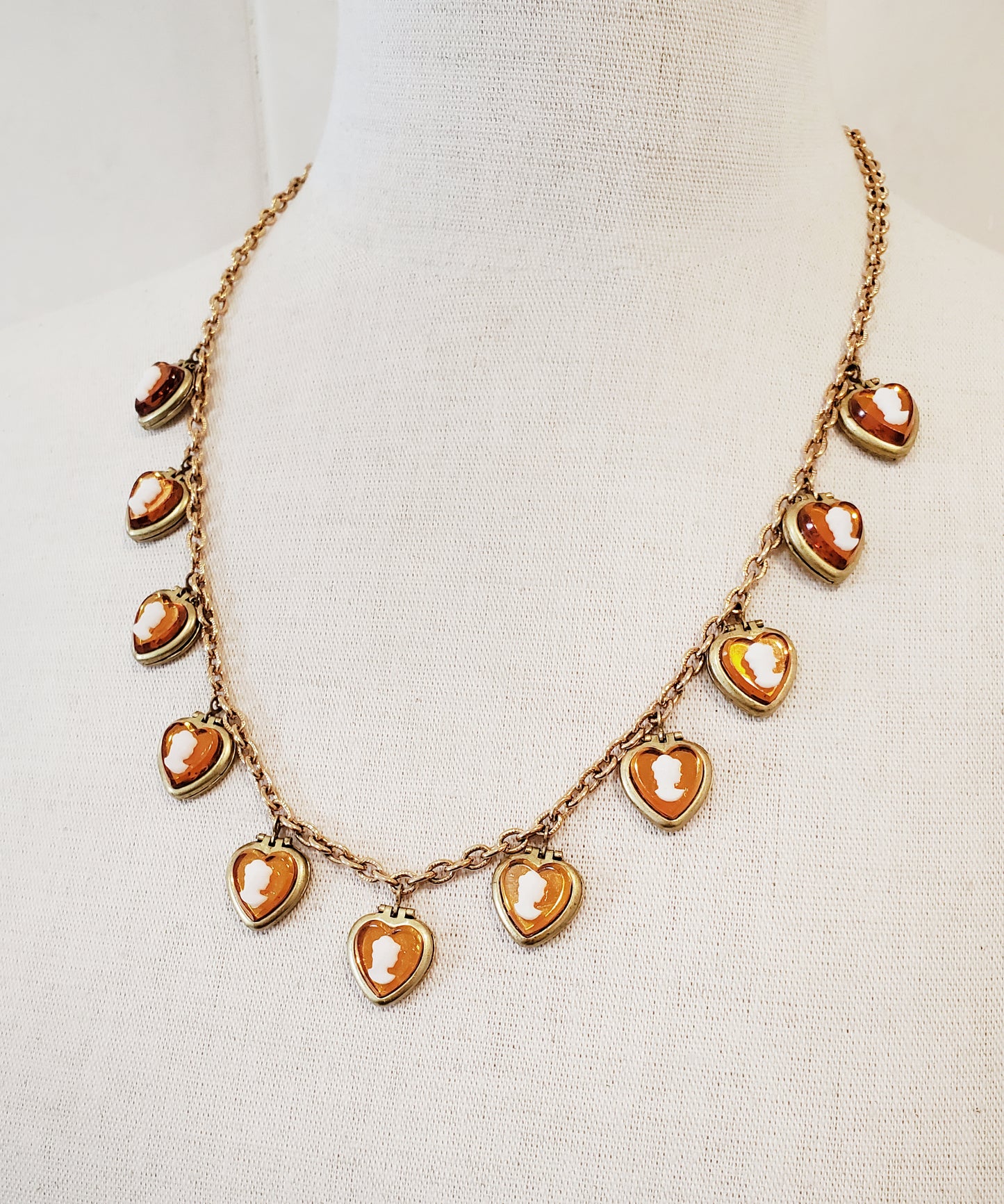 Topaz Heart Cameo Locket Necklace