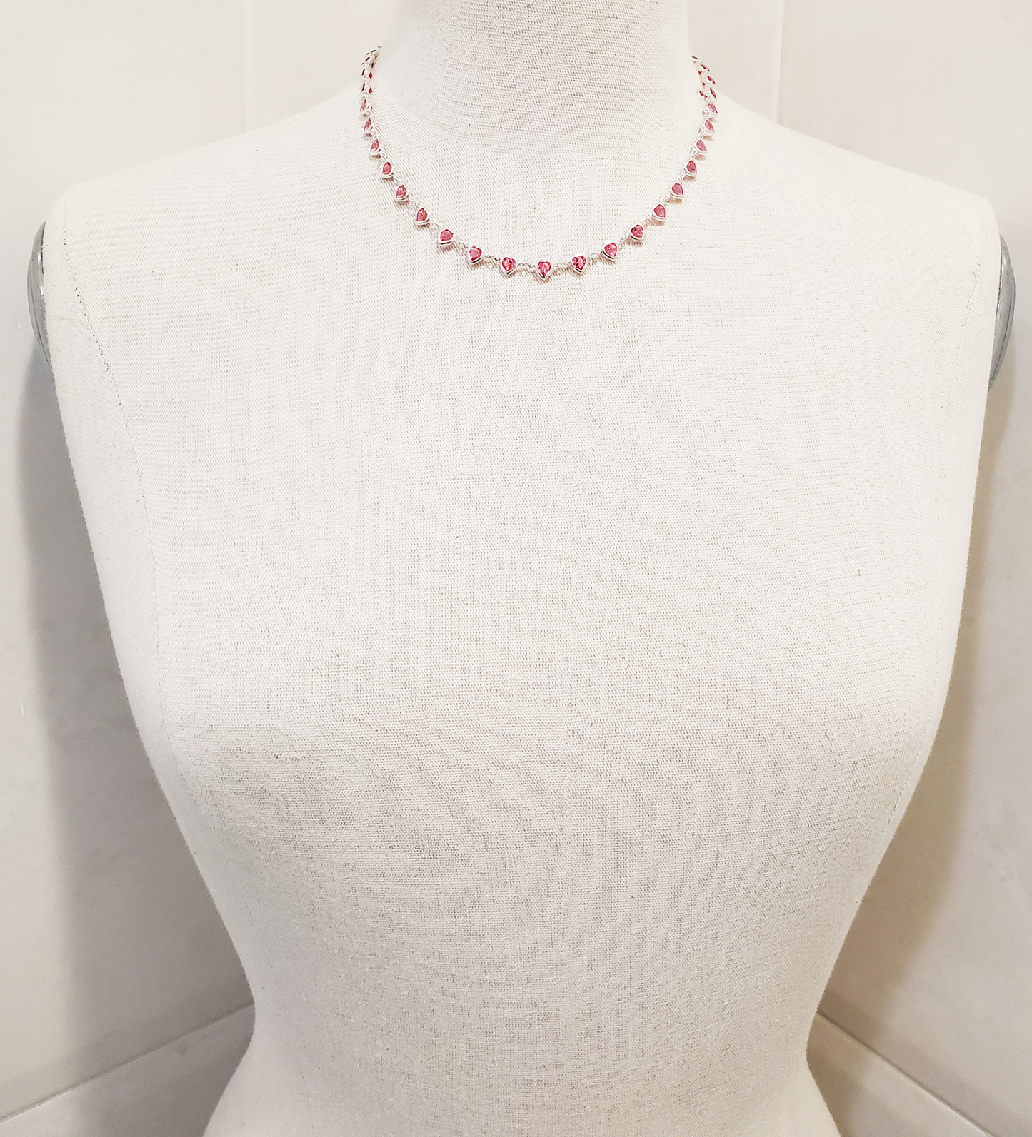 Rose Silver Hearts Necklace