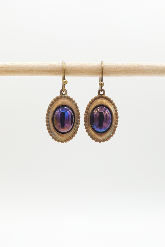 Purple Iris Patina Earrings