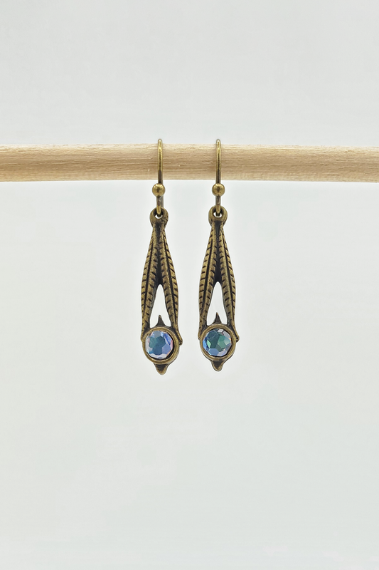 Wheat and Faceted Vitrail Berry Earrings