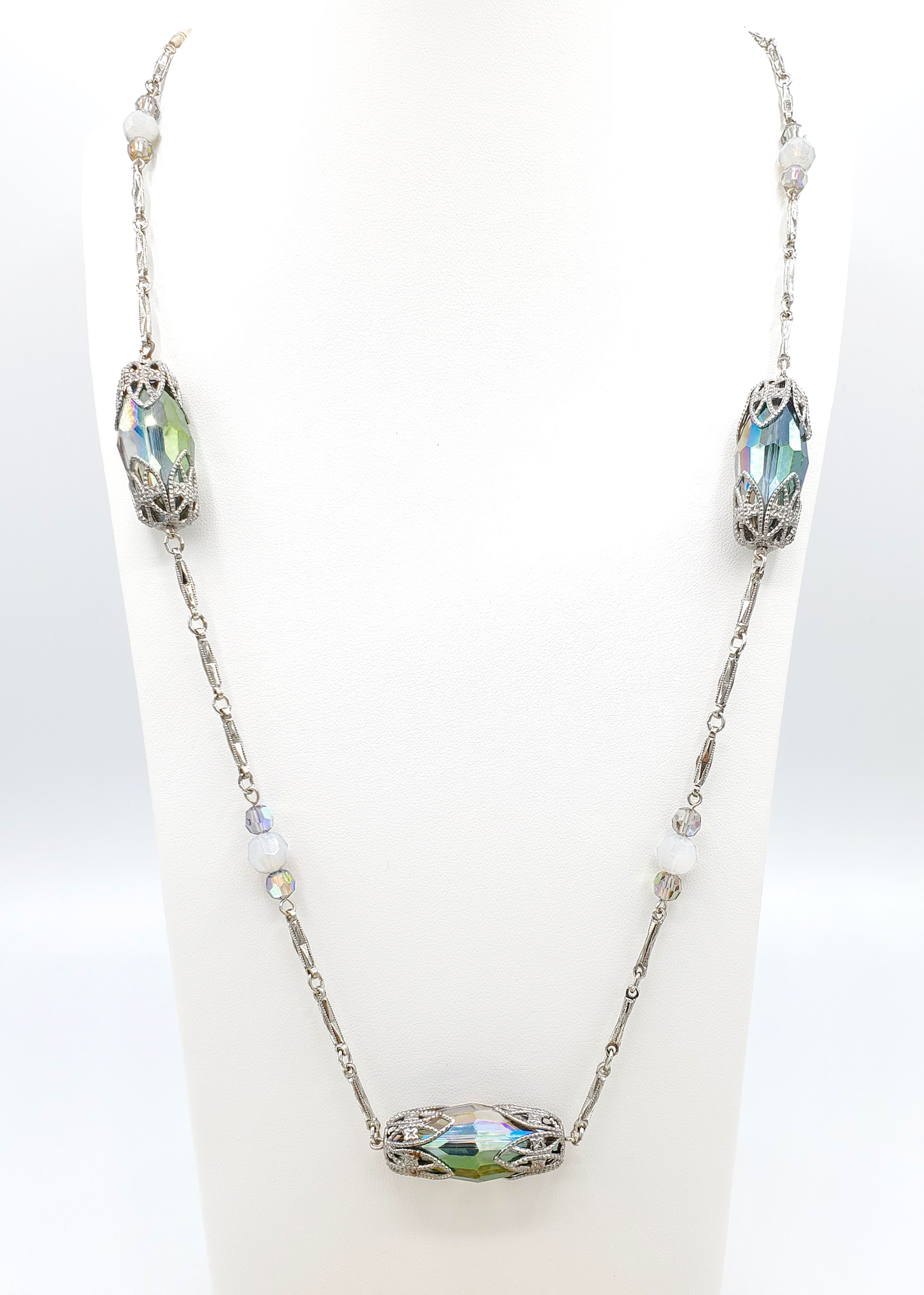 Aurora Rainbow Faceted Station Necklace