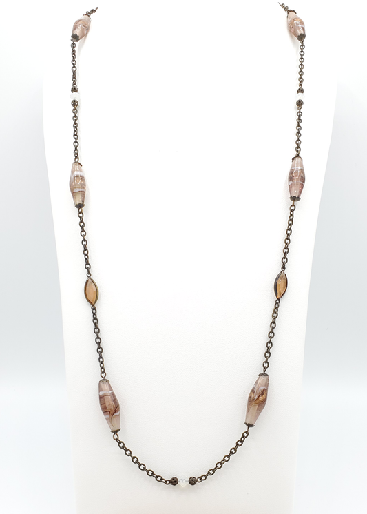 Copper Murano Swirl Station Necklace