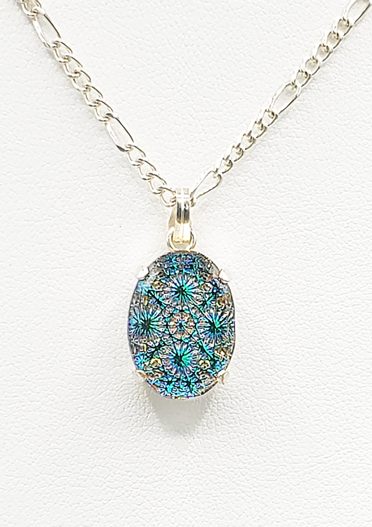 Blue-Green Fireworks Pendant Necklace