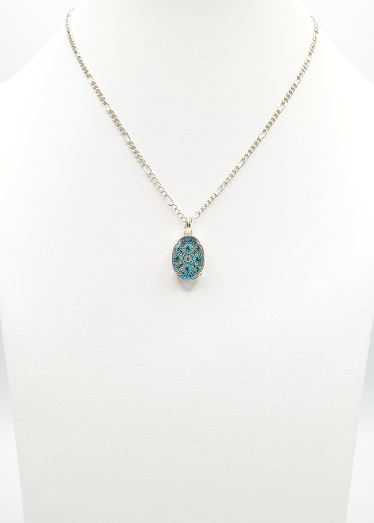 Blue-Green Fireworks Pendant Necklace