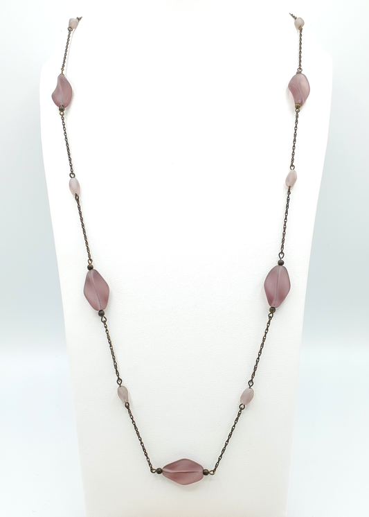 Frosted Matte Purple Twist Station Necklace