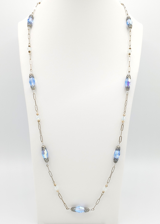 Light Sapphire Aurora Station Necklace