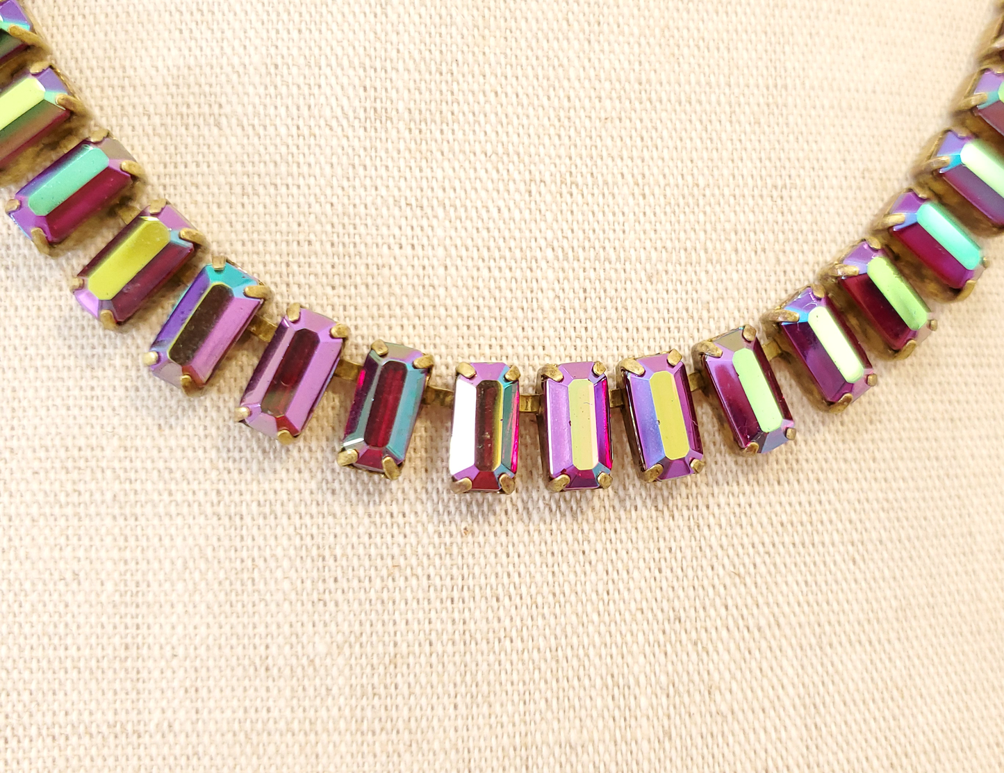 Ruby Rainbow Baguette Necklace