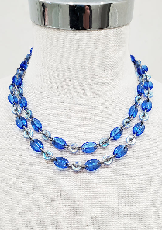 Coffee Beans and Donuts Necklace - Sapphire and Aurora Blue