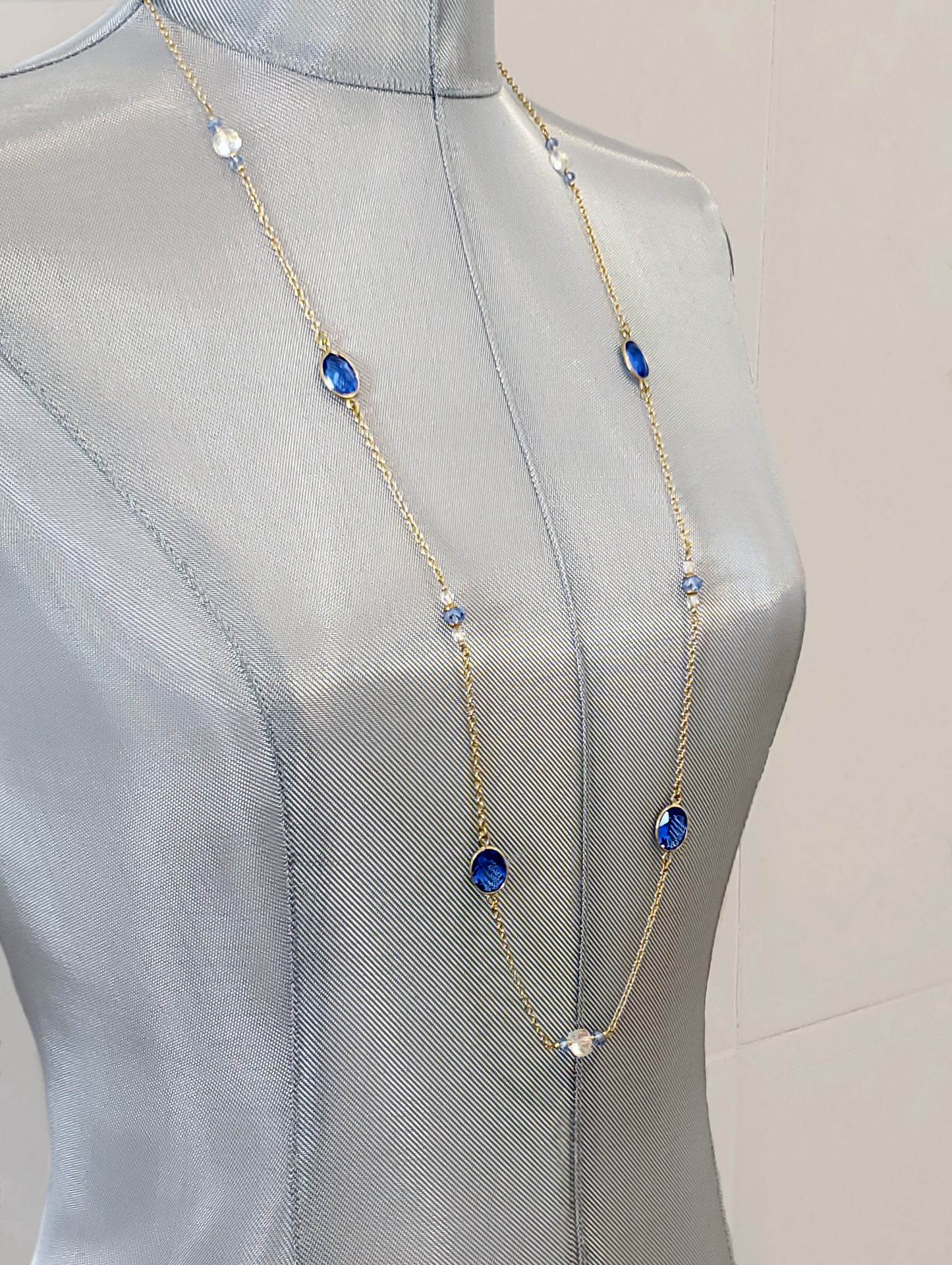 Sapphire Blue Station Necklace