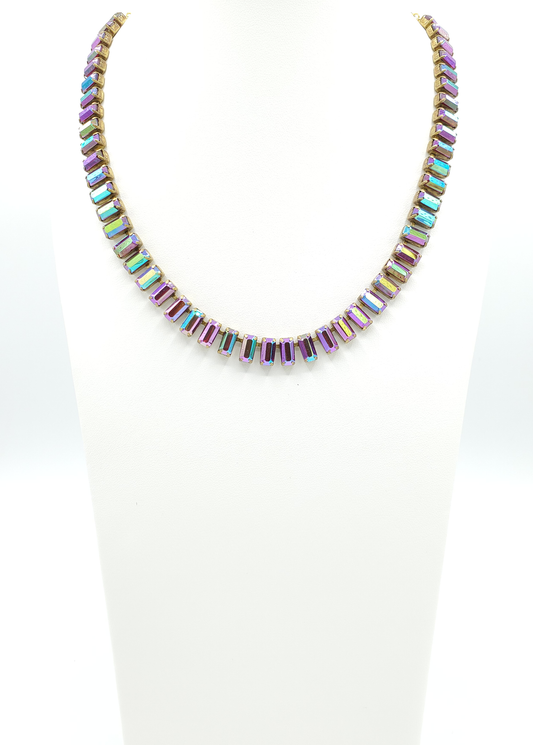 Ruby Rainbow Baguette Necklace