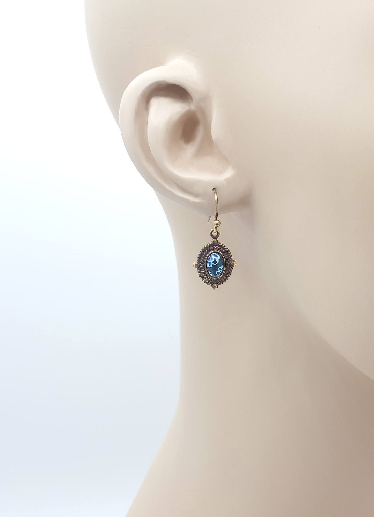 Little Millefiori Patina Earrings - Blue