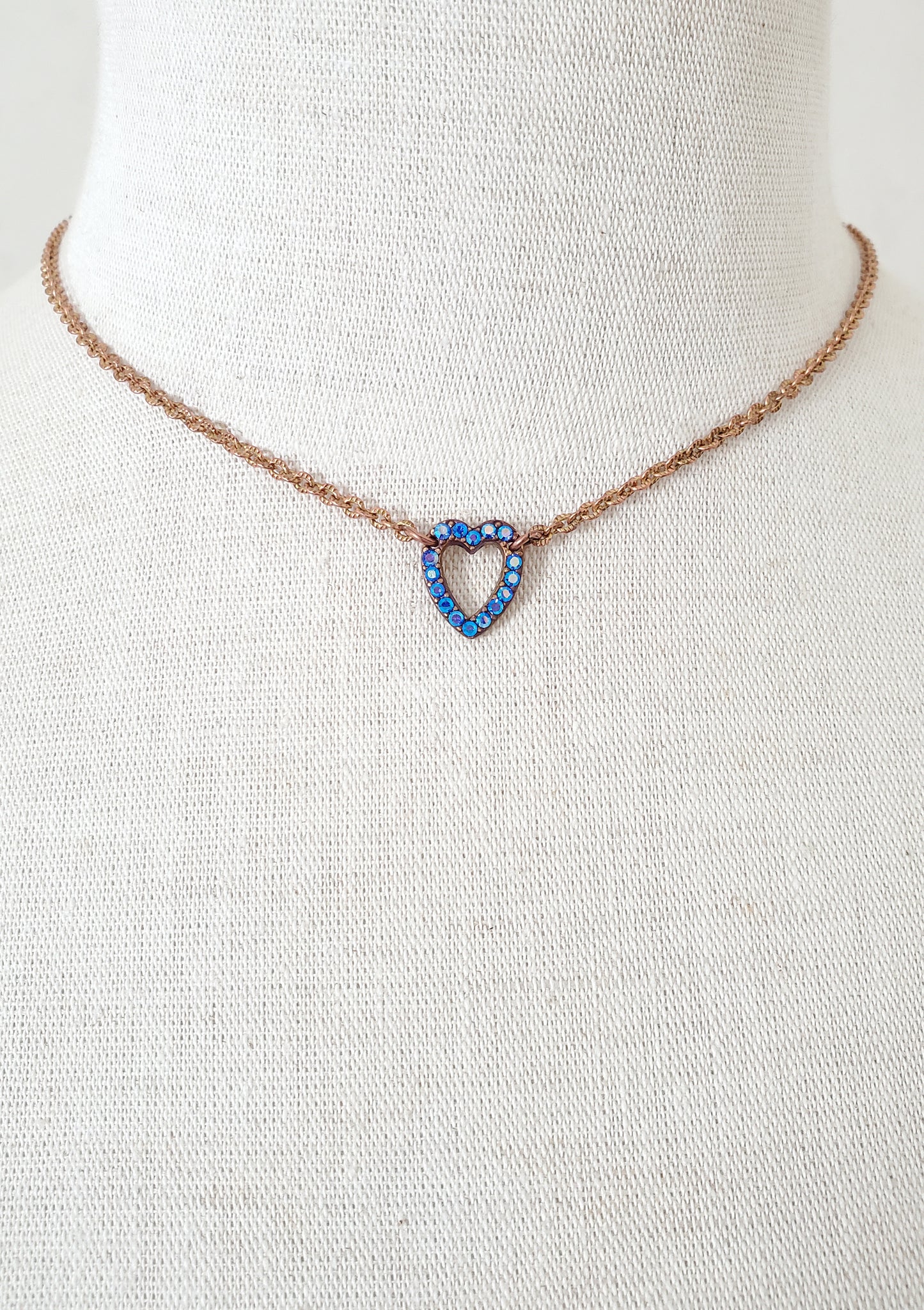 Blue Aurora Heart Charm Necklace