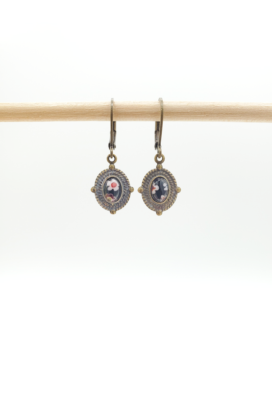 Little Millefiori Patina Earrings - Black